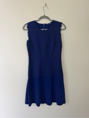 Elie Tahari Royal Blue Lace Fit-and-Flare Dress